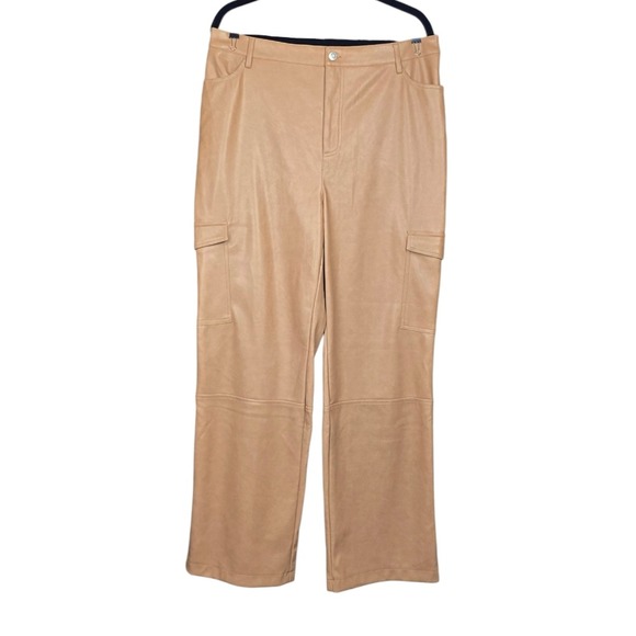 Bagatelle Collection Pants - Bagatelle Womens Beige Tan Faux Leather Cargo Pants Size XL NWT